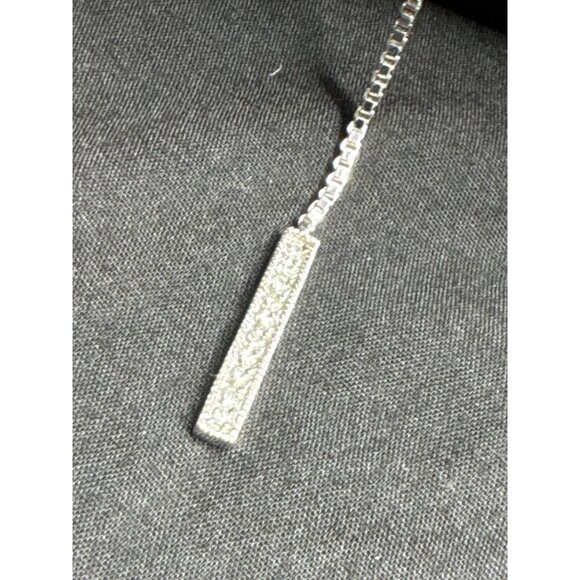 Elegant Silver Tone Lariat Love Knot Necklace With Crystal Accents - Picture 5 of 7